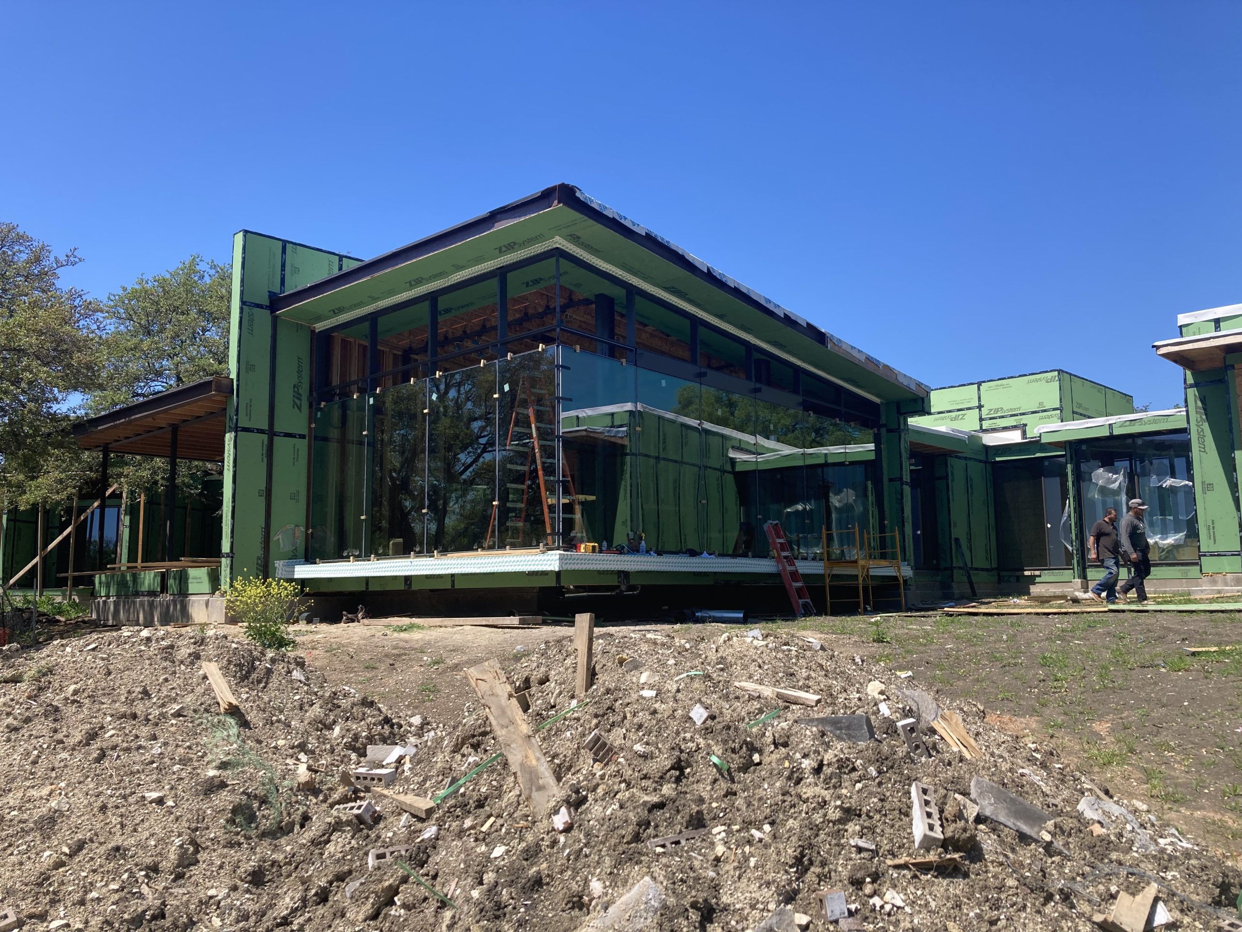 Residential wall of glass under construction